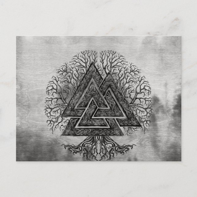 Valknut och Livets träd Yggdrasil Vykort (Framsida)