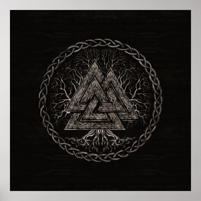Valknut och Livets träd Yggrdrasil Poster (Framsidan)