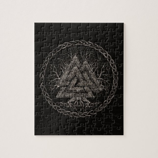 Valknut och livets träd Yggrdrasil Pussel (Vertikal)
