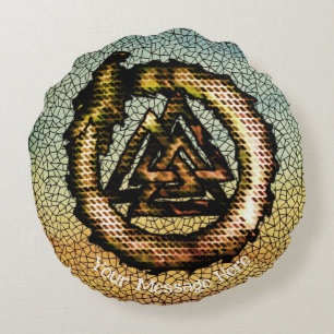 Valknut (Ouroboros) Rund Kudde