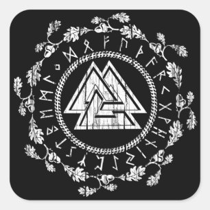 Valknut - Runes Sticker Fyrkantigt Klistermärke