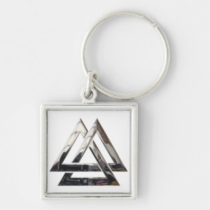 Valknut - Silver Fyrkantig Silverfärgad Nyckelring