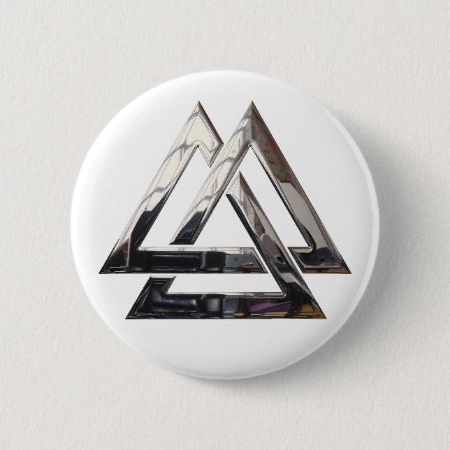 Valknut - silver knapp (Framsida)