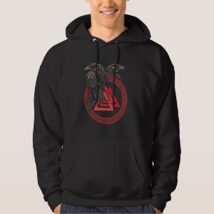 Valknut Symbol - Huginn och Muninn - Viking Raven Hoodie