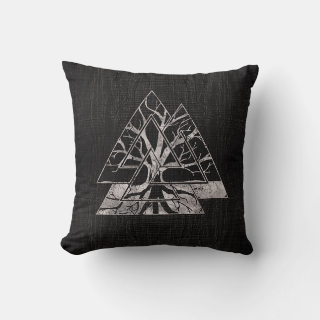 Valknut symbol och livets träd - Yggdrasil Kudde (Framsida)