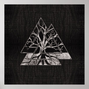 Valknut Symbol och Livets träd-Yggdrasil Poster
