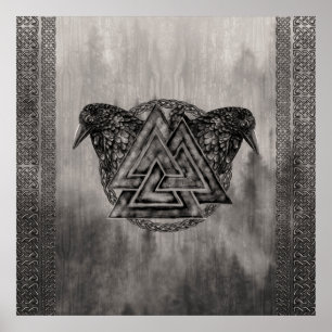 Valknut Symbol och Ravens Poster