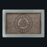 Valknut symbol och runor på Celtic mönster på trä<br><div class="desc">Valknut symbol och runor på Celtic mönster på trä</div>
