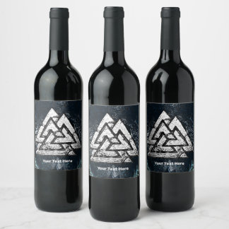 Valknut~ (Vågigt) Vinflaska Etikett