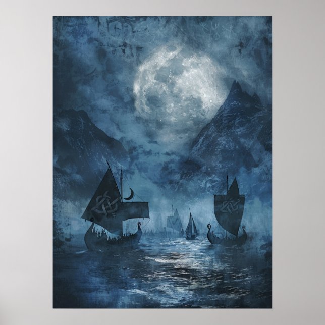 Valknut Viking Fraktass Samhain Halloween Nordic Poster (Framsidan)