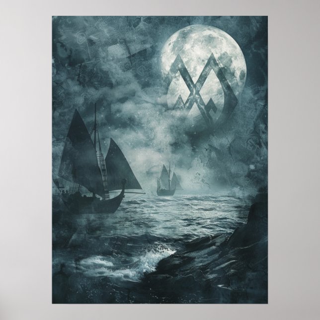 Valknut Viking Fraktass Samhain Halloween Nordic Poster (Framsidan)