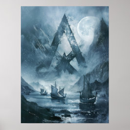 Valknut Viking Fraktass Samhain Halloween Nordic Poster