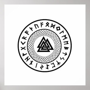 Valknut - Wotans fnurra - Odin runa Poster