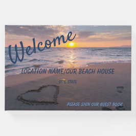 Välkomande Ocean Beach Sunset Blue Typsnitt Guest Gästböcker