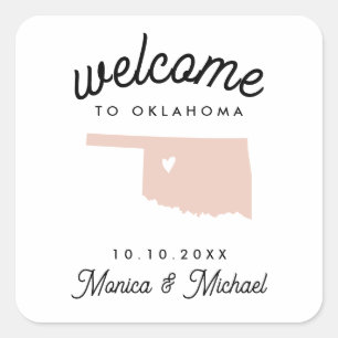 VÄLKOME OKLAHOMA Destination Wedemballage ANY FÄRG Fyrkantigt Klistermärke