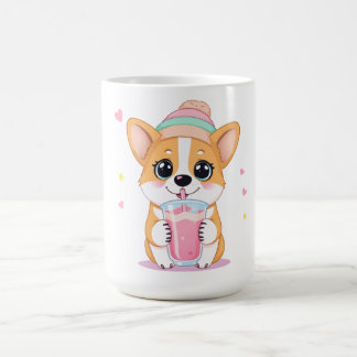 Välkomlig Corgi Enjoying a Smoothie Kaffemugg
