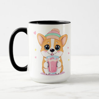 Välkomlig Corgi Enjoying a Smoothie Mugg