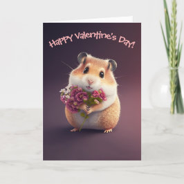 Välkomlig Hamster med blommor för Alla hjärtans da Helgkort