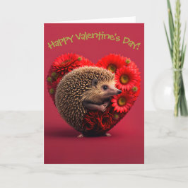 Välkomlig Hedgehog med blommor för Alla hjärtans d Helgkort