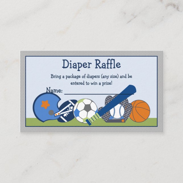 Välkomlig idrottsspelare Diaper Raffle Biljett Tilläggskort (Framsida)