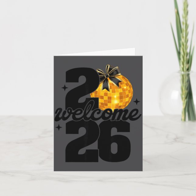 Välkommen 2026 Gott Nytt År Disco Boll Och Kokett Kort (Framsida)