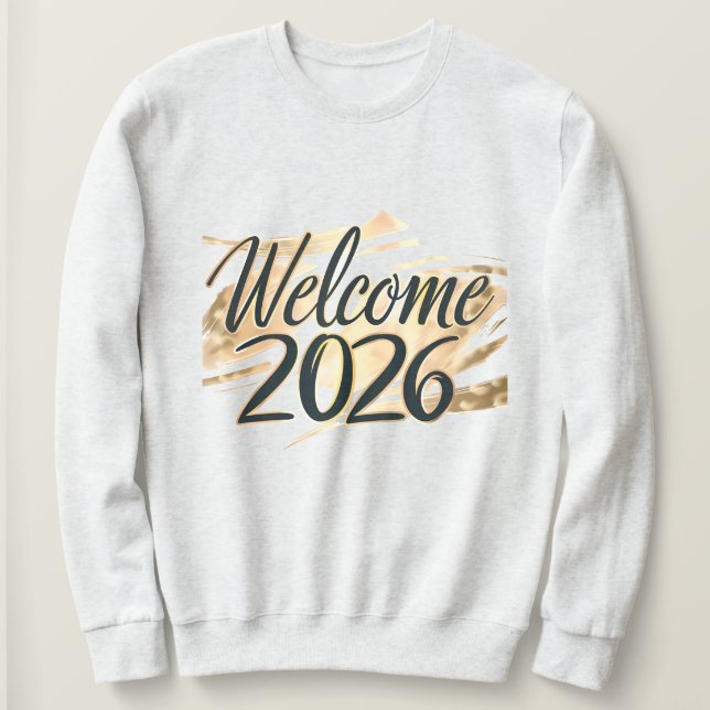 Välkommen 2026 Guld Lettering på nytt år Firande T Shirt (Design framsida)