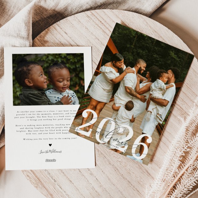 Välkommen 2026-Helgdag för typografi Julkort (Skapare uppladdad)