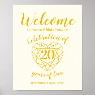 Välkommen 20 år av kärlek 20-årsdagen av hjärtat poster