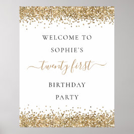 Välkommen 21:a födelsedagen Party i Modern Guld Gl Poster