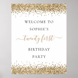 Välkommen 21:a födelsedagen Party i Modern Guld Gl Poster