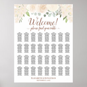 Välkommen! 32 stols sittplan Blass Rosa Blommig Poster