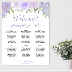 Välkommen! 6 Bord Lavendel Rosor Boho Bordskarta Poster
