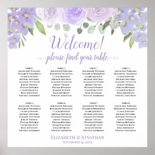 Välkommen! 8 Bord Lavender Ro Boho Sittdiagram för Poster