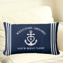 Välkommen Aboard Heart Anchor Boat Namn Monogram