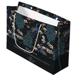 Välkommen Almost Black Floral Påfåglar