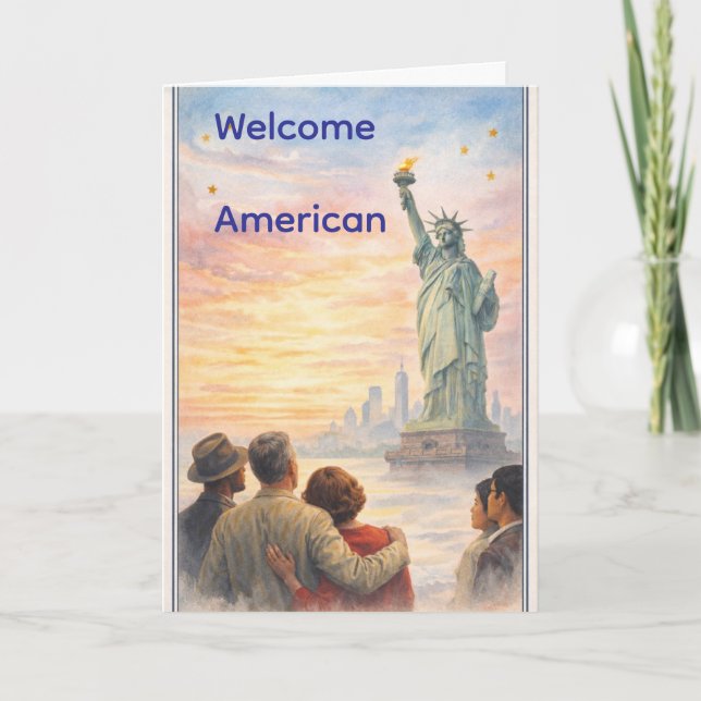 Välkommen amerikanskt medborgarskap gratulationsko kort (Framsida)