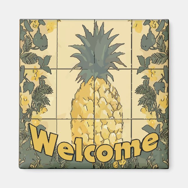 Välkommen ananas magnet (Framsidan)