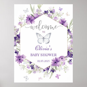 Välkommen att duscha babybabybabyduschen i lila si poster