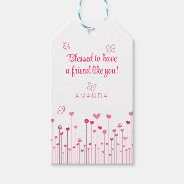 Välkommen att ha en vän som du Rosa Valentine Presentetikett (Framsidan)