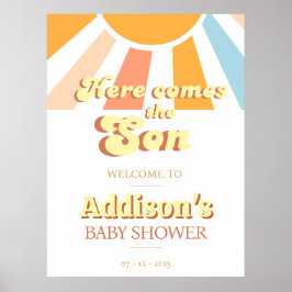 Välkommen att poster Retro Sunshine Sol Baby Showe