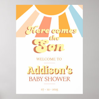 Välkommen att poster Retro Sunshine Sol Baby Showe