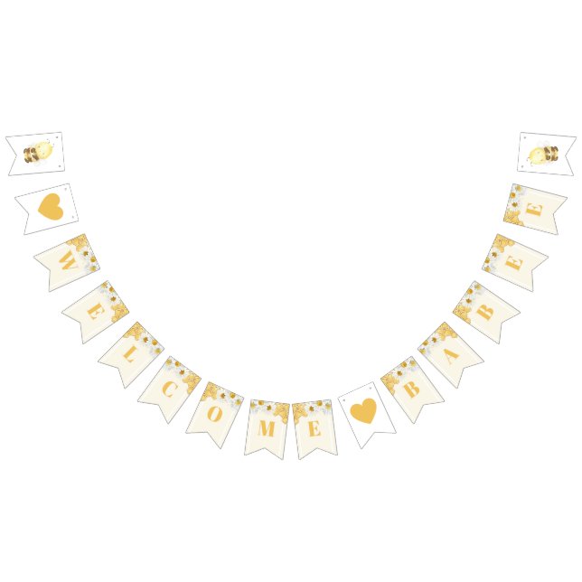 Välkommen Babee Bumblebee Baby Shower Sprinkle Vimplar (Alla)