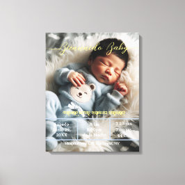 Välkommen Baby | Anpassningsbar Foto Newborn Stats Canvastryck