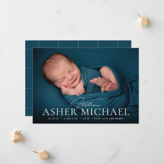 Välkommen Baby Birth Photo Announcement Boy Girl Meddelande