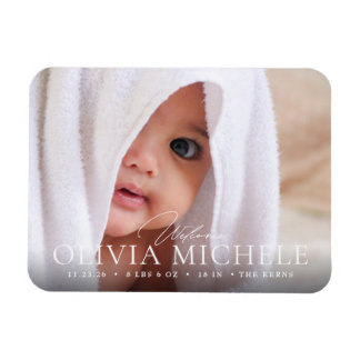 Välkommen Baby Birth Photo Announcement Magnet