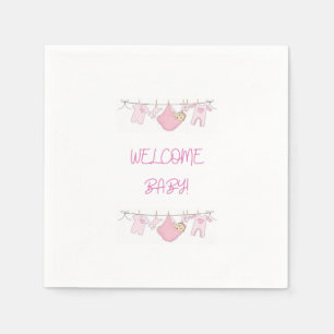 Välkommen Baby Clothesline - Napkins - Flicka Pappersservett