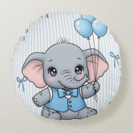 Välkommen Baby Elefant Dusch Tag Rund Kudde