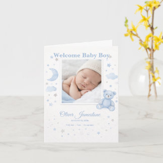 Välkommen Baby Födelse Annonserings Fotokort Kort