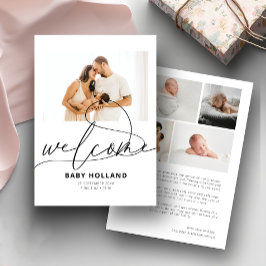 Välkommen Baby Fotomodern, minimalistisk födelse Meddelande