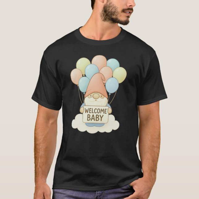Välkommen Baby Gnome med Pastel Balloons T Shirt (Framsida)